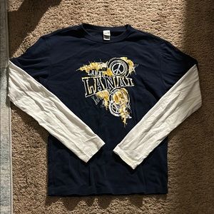 Navy and White Graphic Long Sleeve Top
